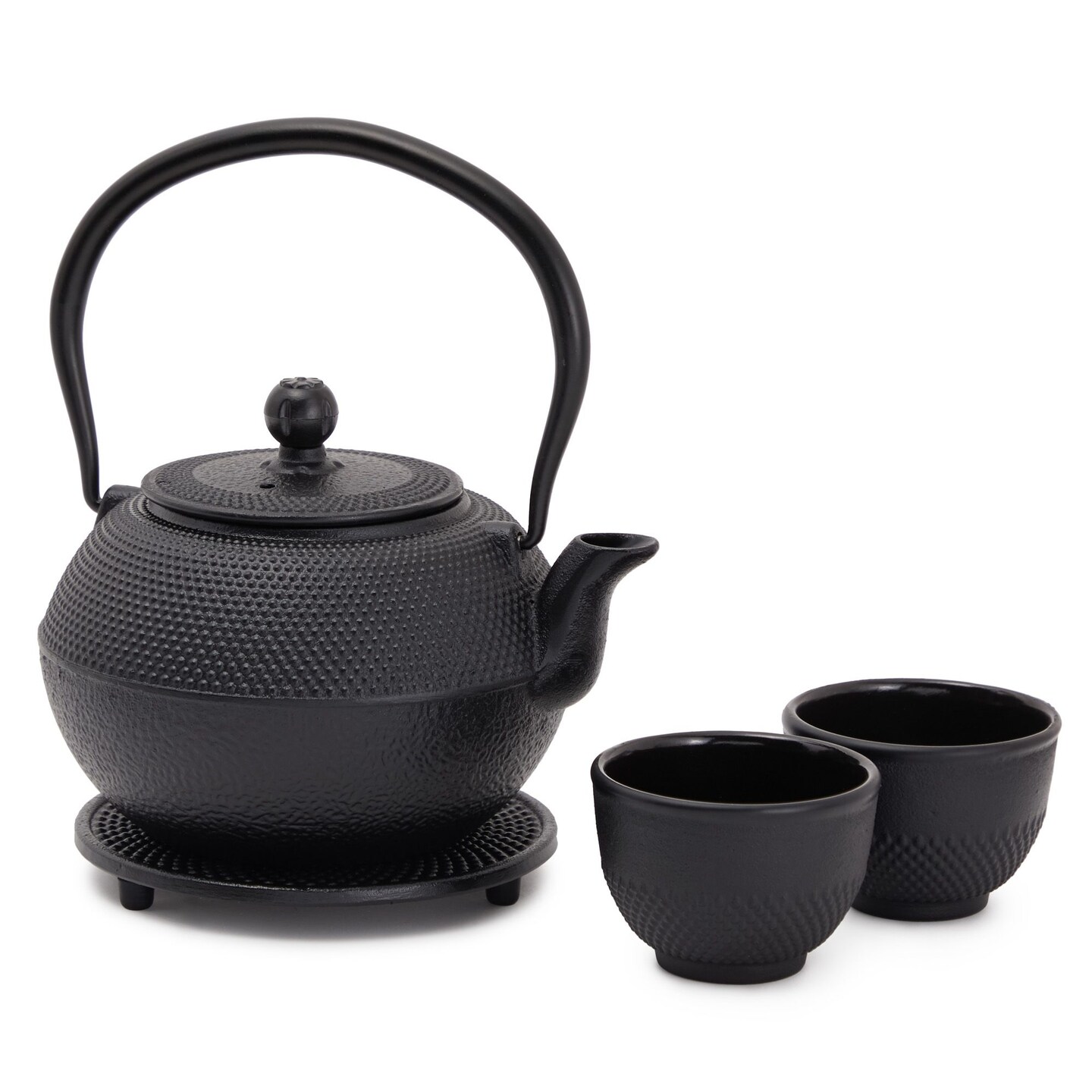 Juvale Cast Iron Teapot - 1200 mL, Black, 2 Cups - Japanese Tea Set with Stainless Steel Infuser & Stovetop Kettle for Loose Leaf Tea