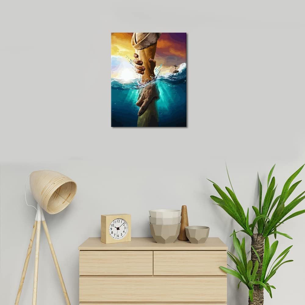 Paint by Numbers Christian Jesus Painting Kits by Number for Adults Kids on Canvas Wall Decor with Paintbrushes Acrylic Pigment for Home Living Room Decor 16 inx20 in