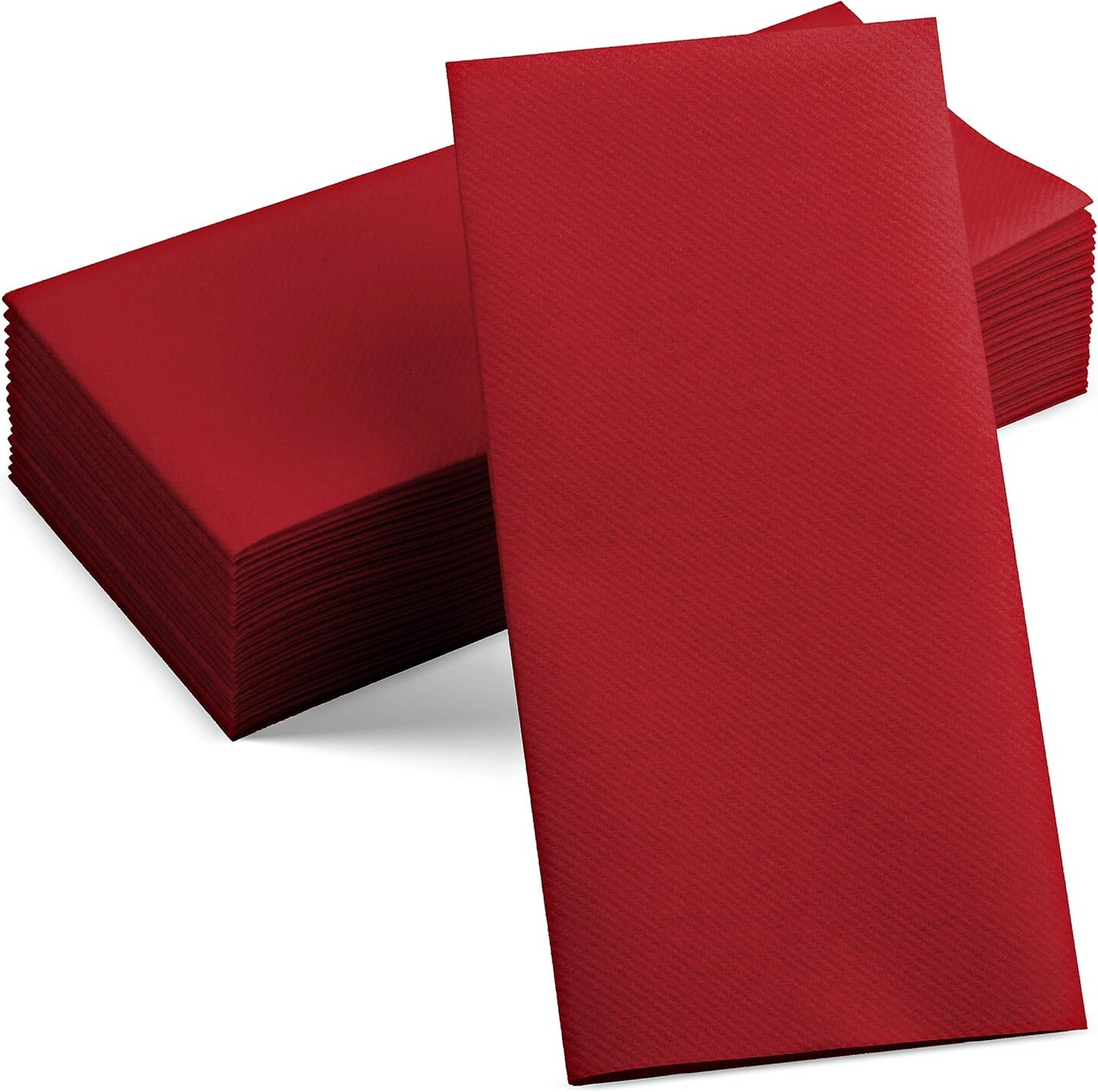 50-Pack Burgundy Linen-Feel Disposable Napkins, 12×17 in, Cloth-Like