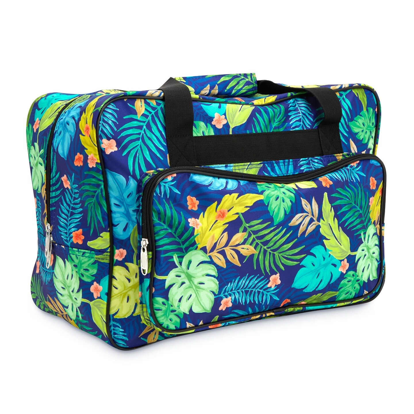 Tropical Leaves Sewing Machine Carrying Case - Universal Tote Travel Bag Accessories Organizer Compatible with Most Standard Machines (18.1 x 9.4 x 12.2 Inch)