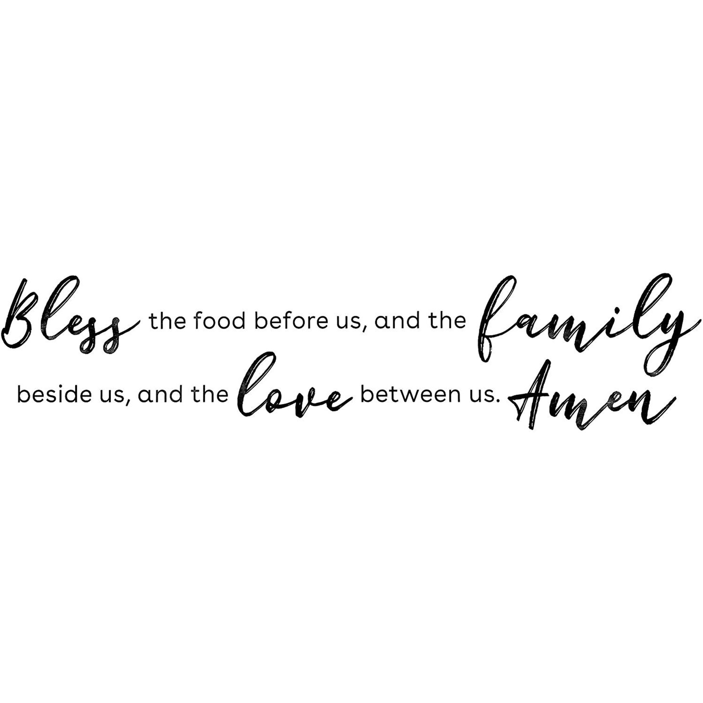 Removable Kitchen Wall Stickers, Bless Food, Family, Love Between Us Decals (24.5 x 9 In)