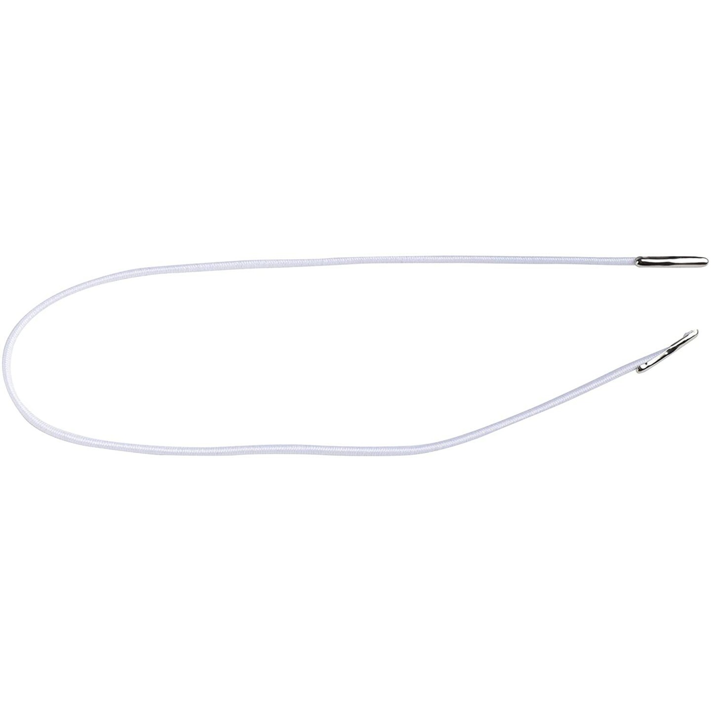2mm Elastic Barbed Cord - 100-Pack Stretch Round String with Silver Dual Metal Barbs, Barbed Fasteners for Mask Making, Binding, Hanging, White, 13 Inches Each