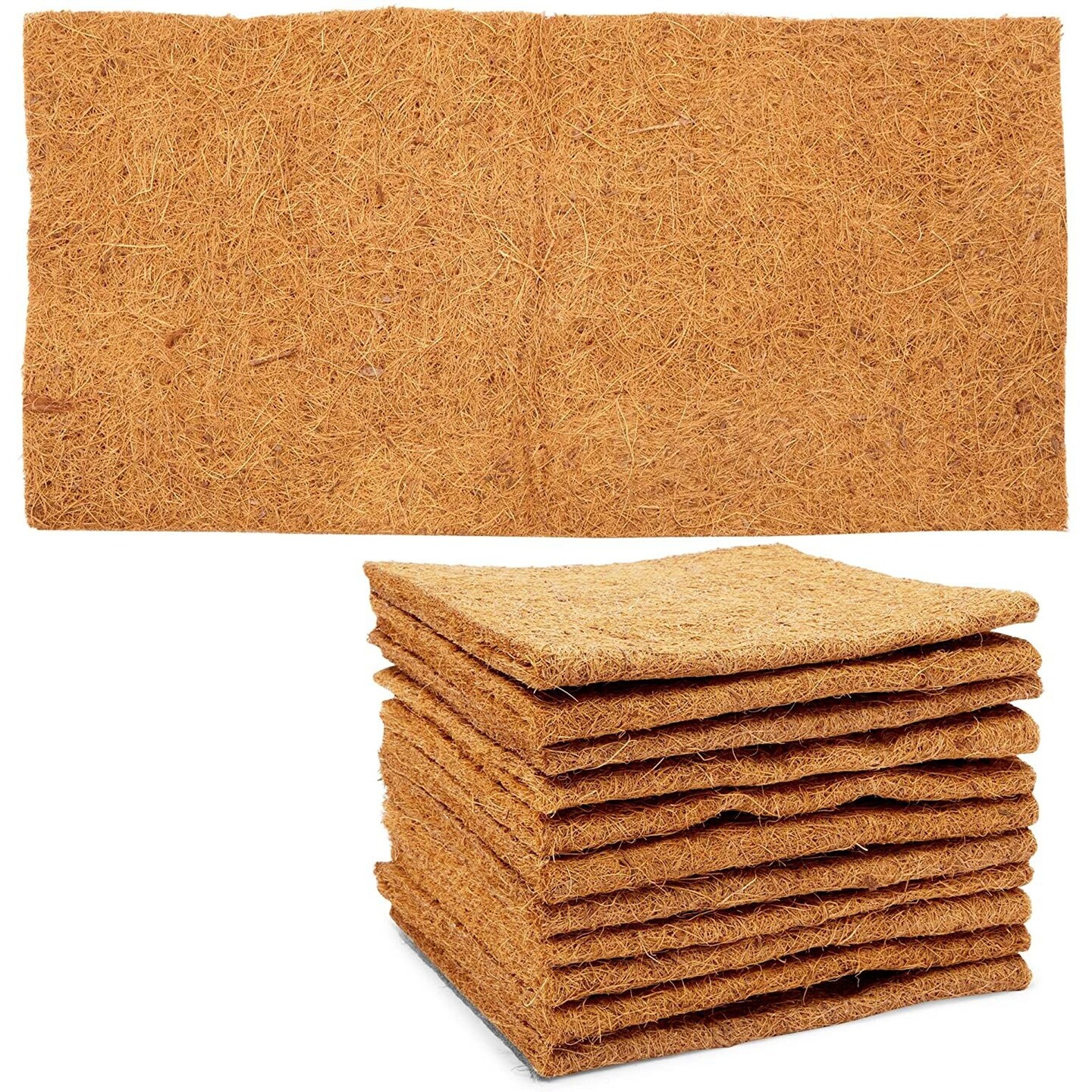 Farmlyn Creek Coco Fiber Substrate Mats for Small Pets, Natural Coir (10 x 20 in, 12 Pack)
