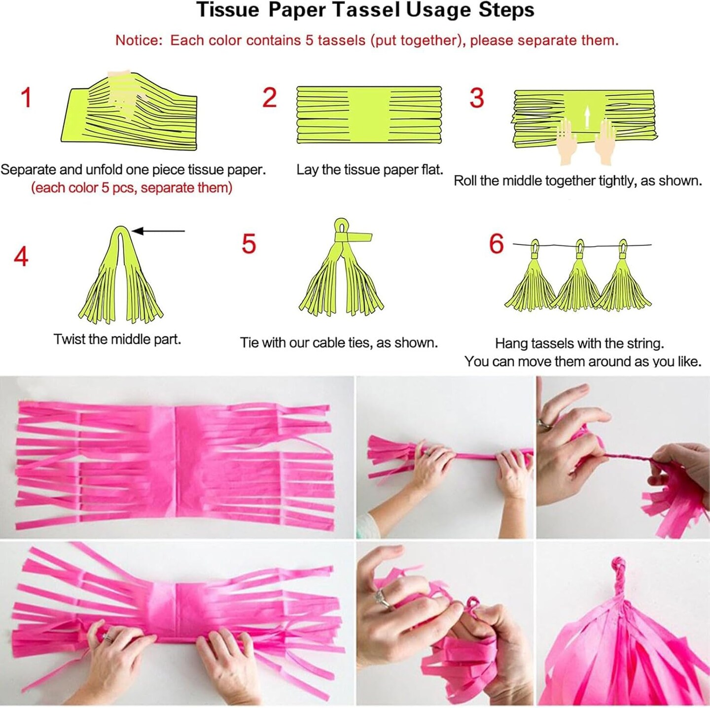 Pink Orange Yellow Tassel Garland Banner Paper Tassels for Groovy Party Decoration Groovy Hippie Boho Party Decorationss,Pack of 15