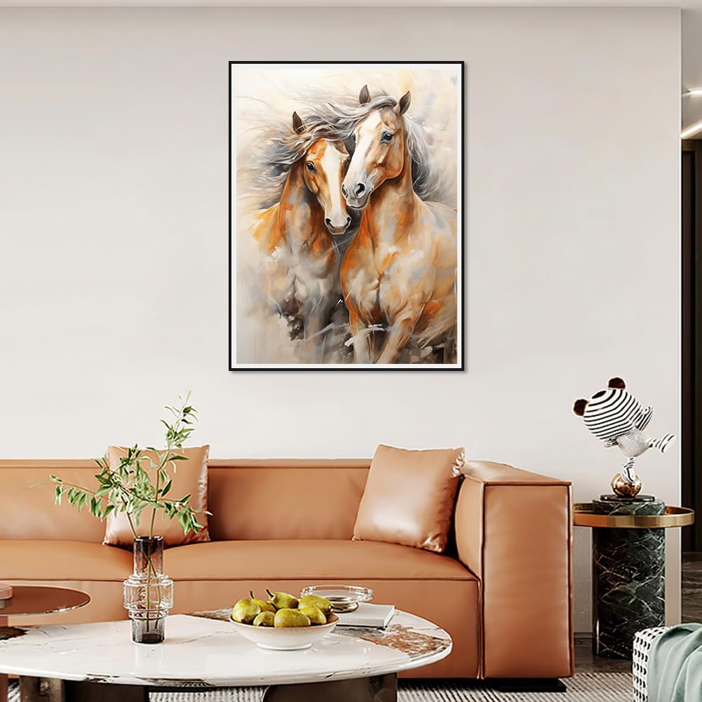 Diamond Painting Kits for Adults, Horse Round Full Drill Diamond Art Kits, 5D DIY Paint with Diamonds Crafts for Home Wall Decoration Gifts 12×16Inch