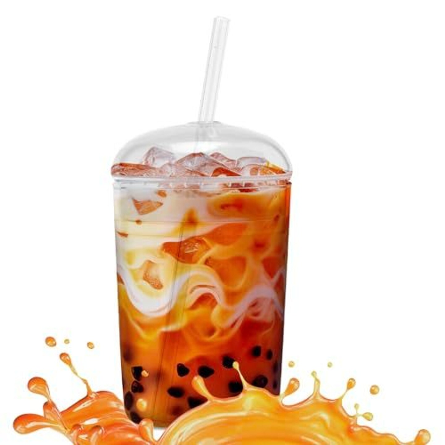 Maplefield Glass Tumbler with Dome Lid and straw for Frappes, Smoothies &#x26; Iced Coffee Cup - Dishwasher Safe, Spill-Resistant Iced Coffee Tumbler 16oz [Clear]