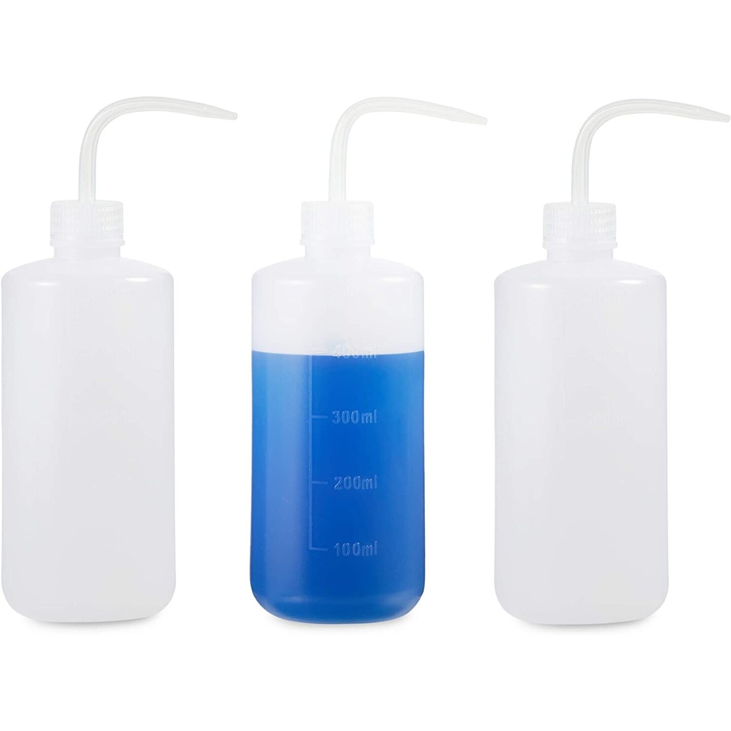 3-Pack Plastic Squeeze Bottles, Squirt Container with Angle Bent Tip, 16 oz