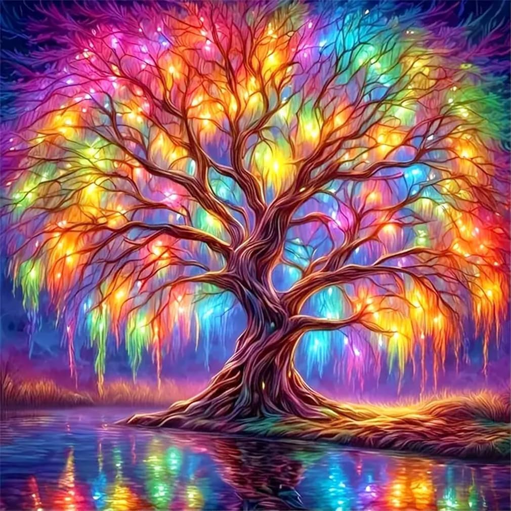 5D Diamond Painting Kits for Adult Colourful Tree of Life Diamond Art Kits for Adult Beginners Tree Diamond Painting Full Round Drill Crafts Kit