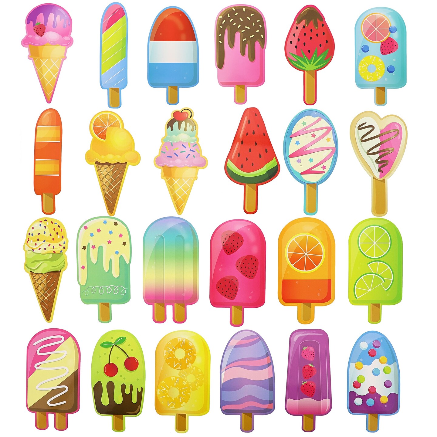 Bright Creations 120-Pack Bulk Ice Cream Bookmarks for Classroom Supplies, Student Appreciation - Popsicle, Cone, and Fruit-Filled Bar Designs 6 in
