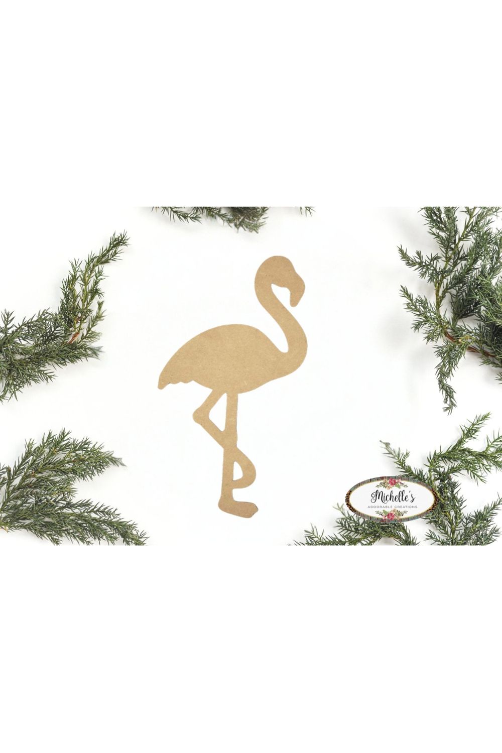 14&#x22; Unpainted MDF Flamingo Wood Cut Out