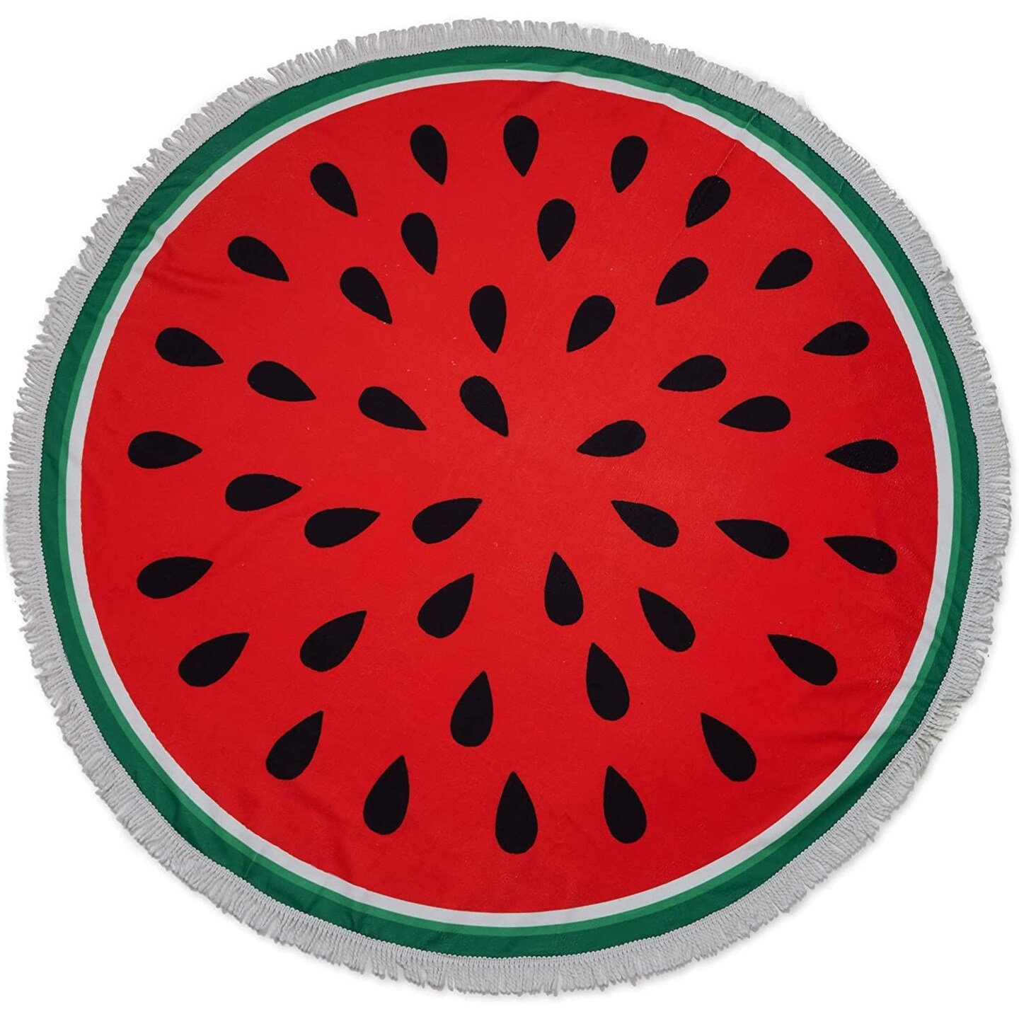 Watermelon Beach Towel, Round Pareo with Fringe (59 Inches)