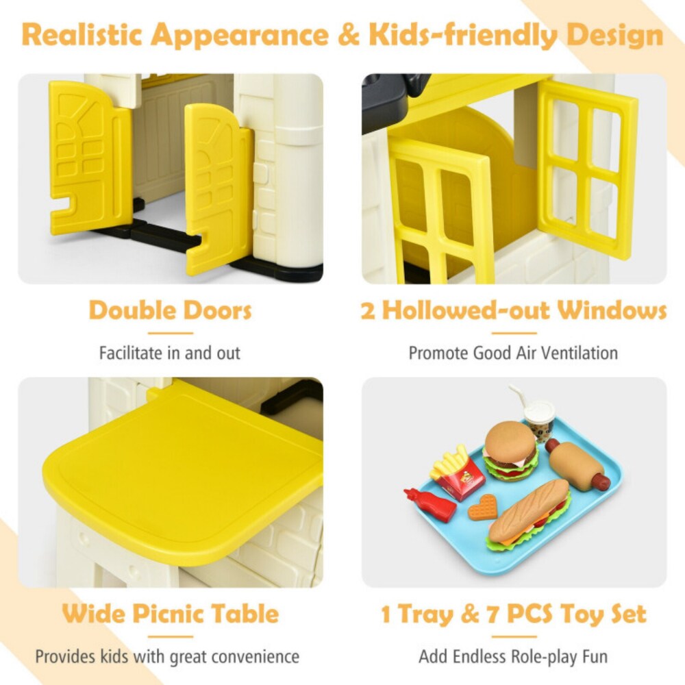 HDPE Playhouse Set with Slide, Table and Cover for Kids
