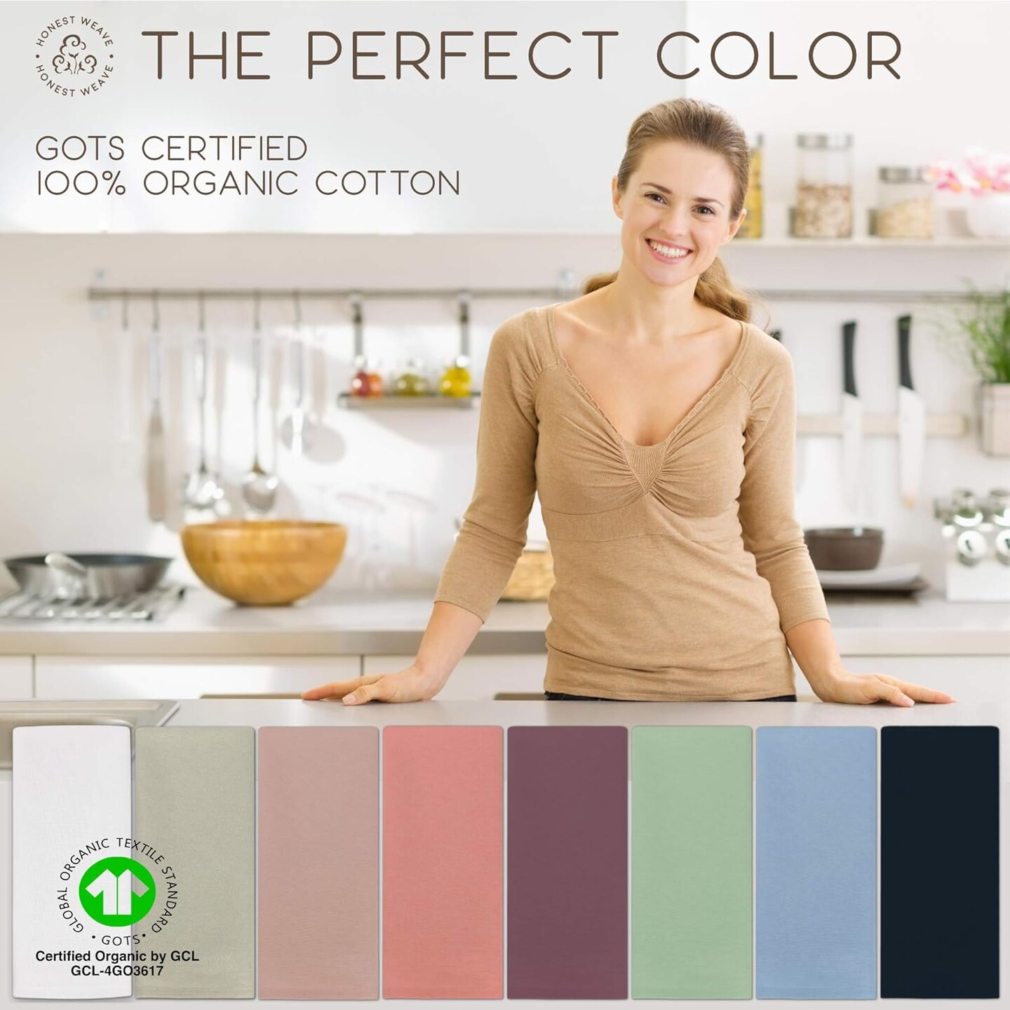 Organic Cotton Washable Cloth Napkins Sets for Everyday Dining, Dinner Parties, Weddings | Oversized 20x20 inches, Fully Hemmed, in Designer Colors, 12-Pack, Sage