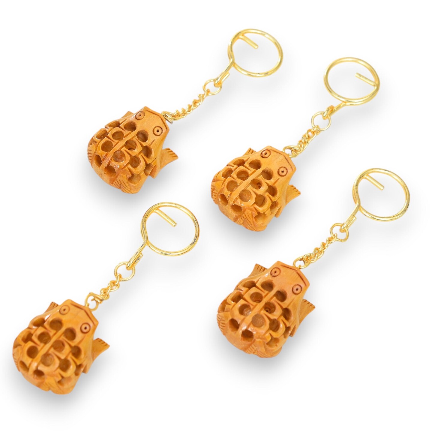 4Pc Wooden Keychain Amulet Keyring Door Car Key Chains Good Luck Key Holder for Thanksgiving Housewarming Gift