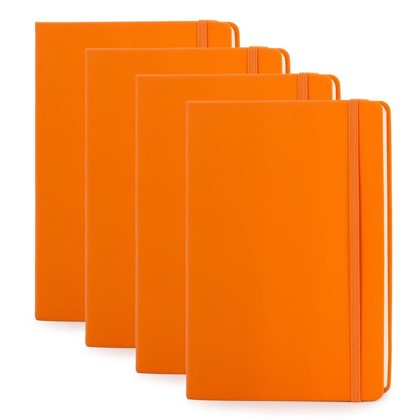 Simply Genius 4 Pack A5 Dotted Hardcover Notebooks, 192 pages, 5.7" x 8.4", Writing Journal for Work, Travel, Business, School & More, Grid Notebook for Men & Women - Orange