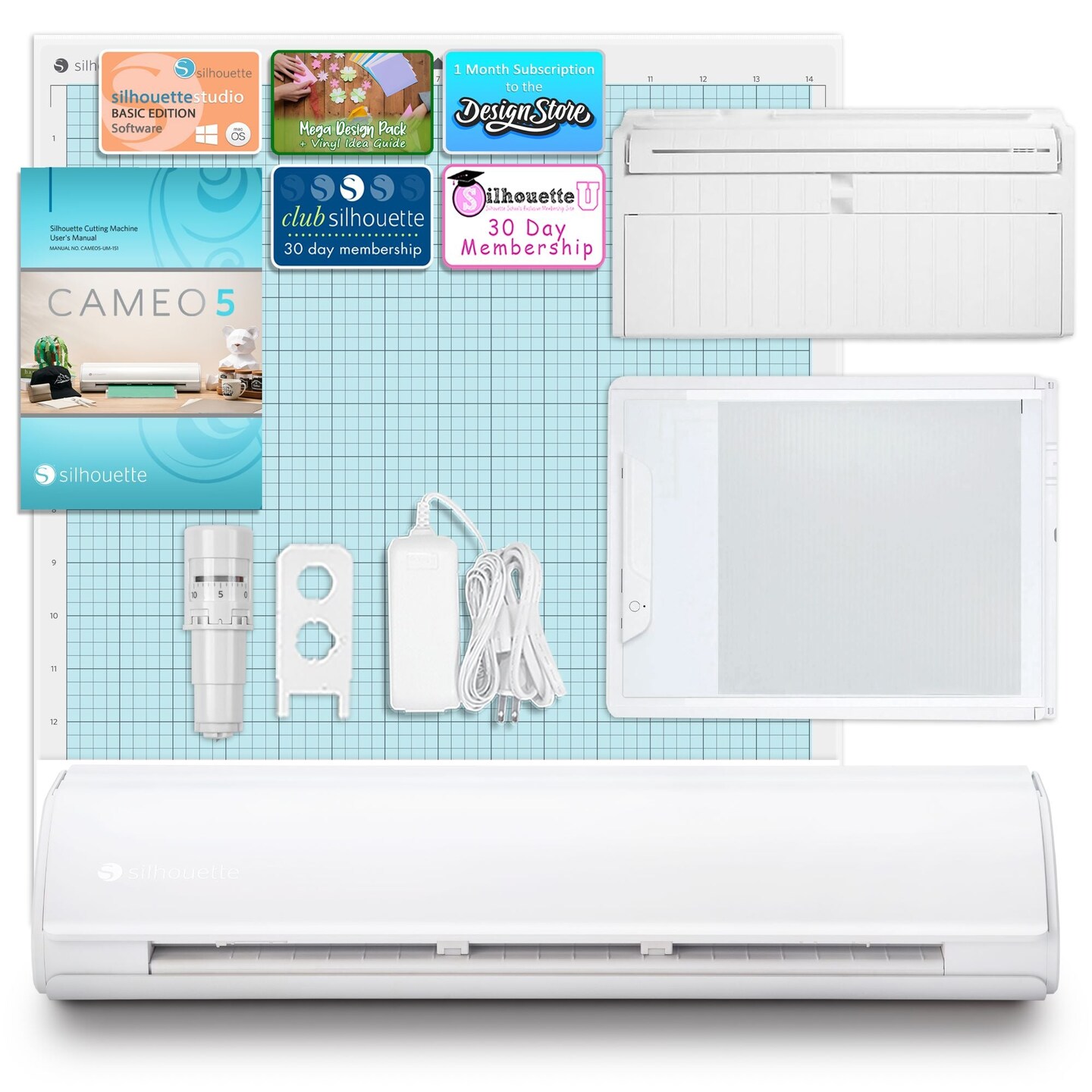 Silhouette White Cameo 5 with Electrostatic Grip Mat Attachment