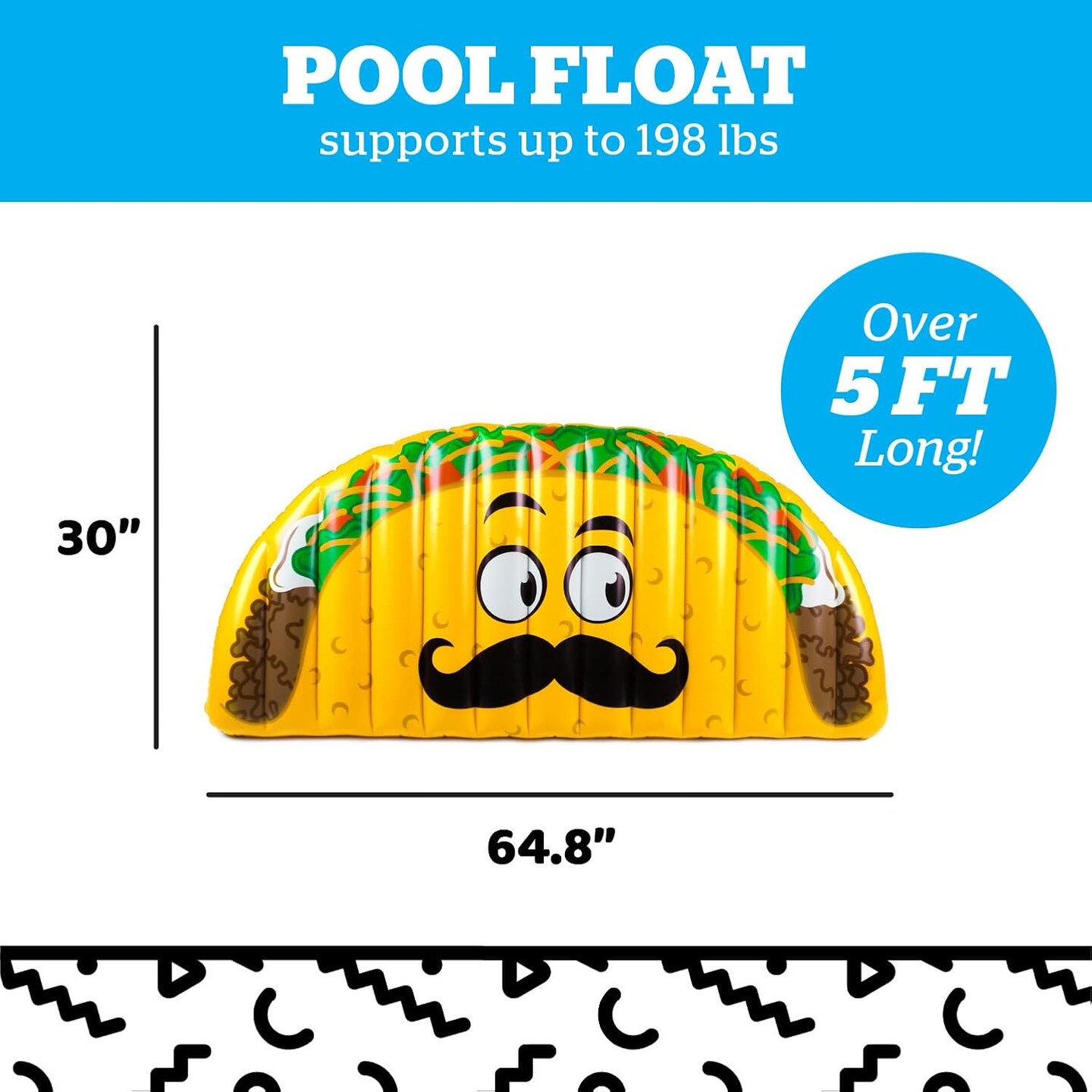 Pool Float, Large Lounge Raft, Durable Vinyl Floatie, Summer Pool Party Water Toy