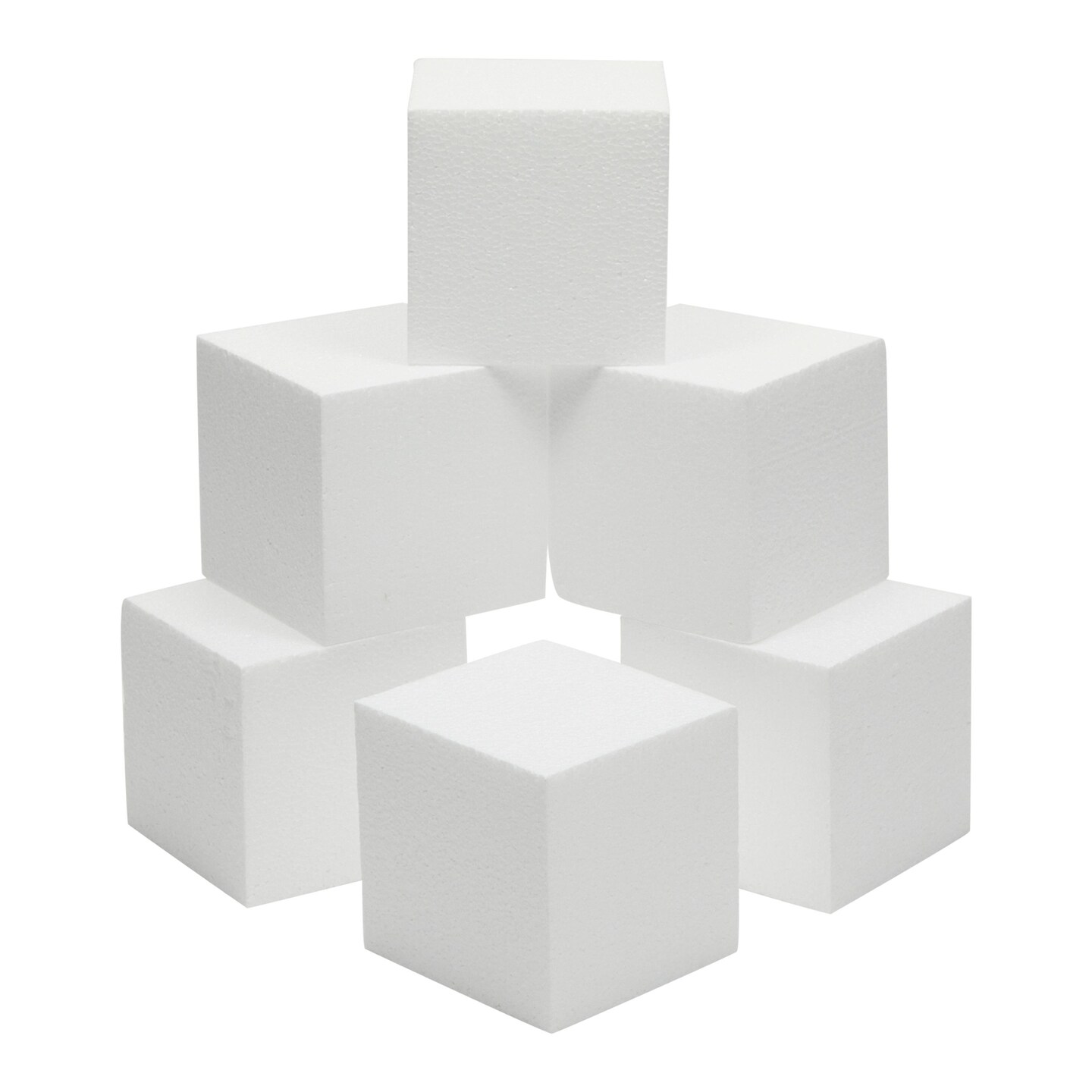 6 Pack Foam Cube Squares for Crafts - Polystyrene Blocks for DIY, Floral Arrangements, Arts Supplies (4 x 4 x 4 in, White)