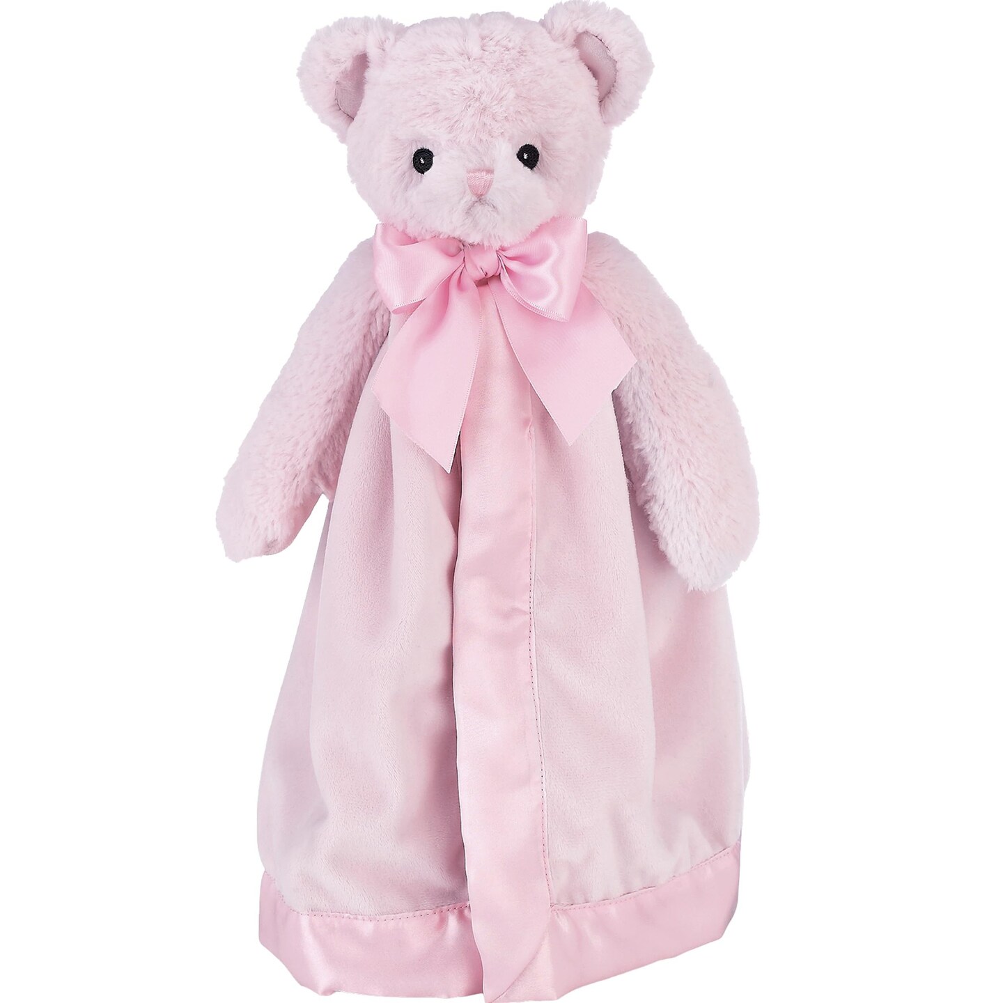 Bearington Baby Huggie Bear Snuggler, 15 Inch Pink Teddy Plush Stuffed Animal Security Blanket Lovey for Babies