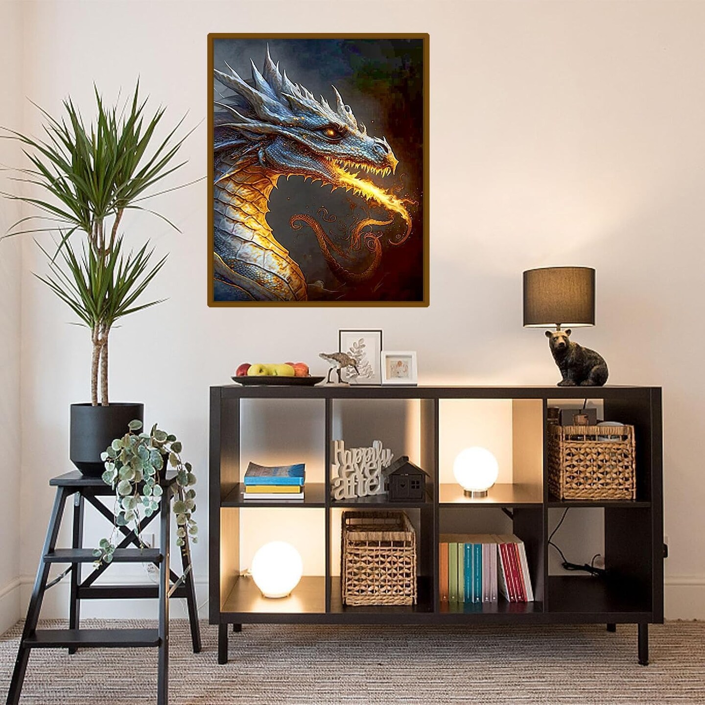 Dragon 5D Diamond Art Painting Kit for Adults, Round Full Drill Diamond Dots DIY Wall Decor 12 x 16inch