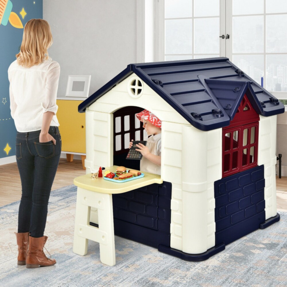 HDPE Playhouse Set with Slide, Table and Cover for Kids