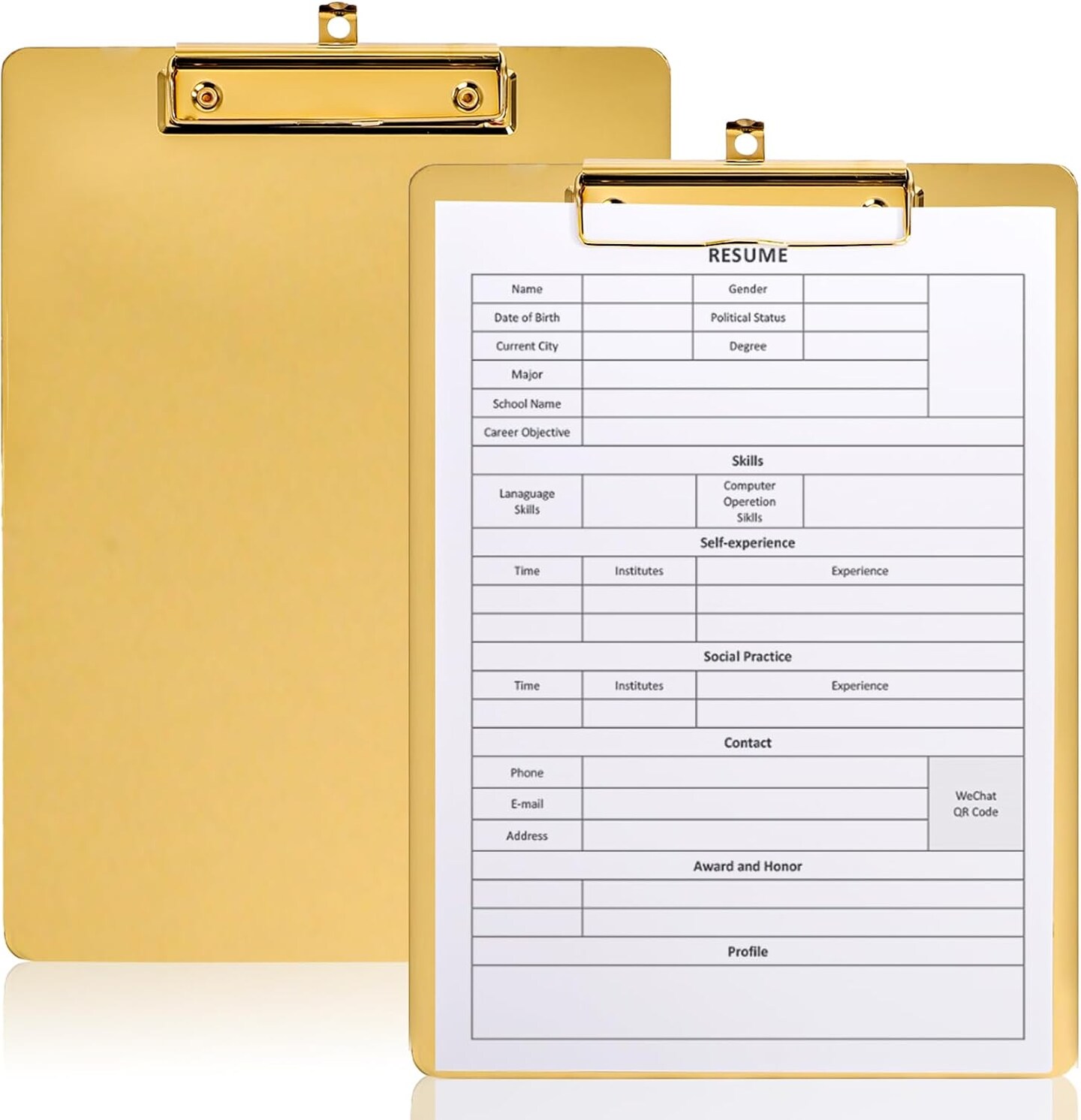 2-Pack Heavy-Duty Metal Clipboards – Stainless Steel, A4 Letter Size, Low-Profile Clip