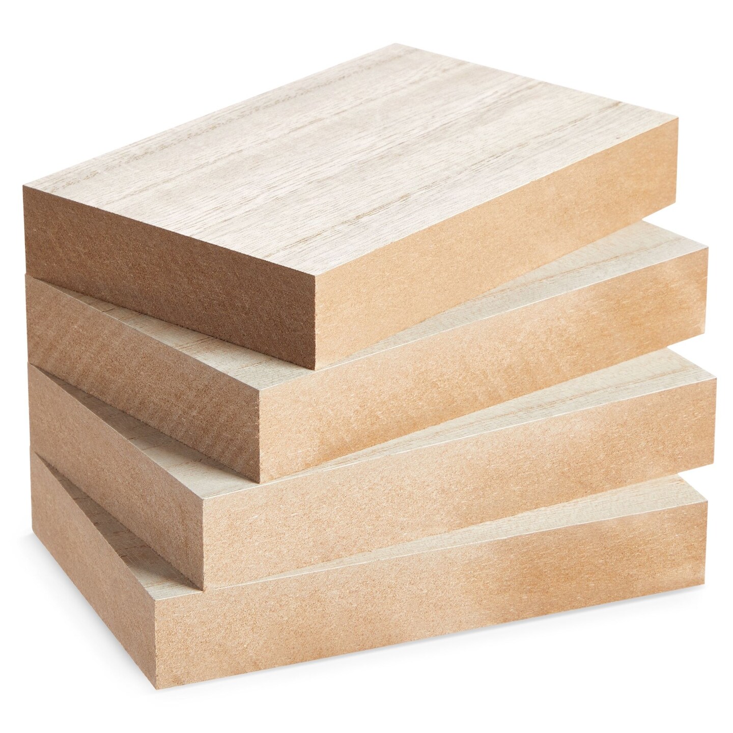 Bright Creations Unfinished Wooden Blocks for Crafts - Blank MDF Board for DIY Plaques & Signs - Smooth Paintable Wood Pieces for Staining & Carving - 4 Pack, 6 x 4 x 1 in