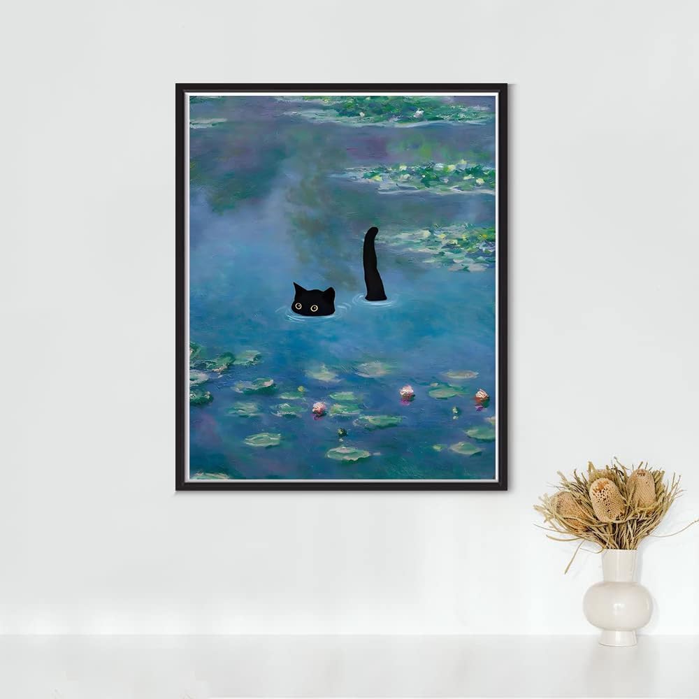 5D DIY Diamond Painting Kits for Adults,Cats in Diving Diamond Painting Full Drill Round Art Gems Diamond Art Perfect for Home Wall Decor(12x16 inch /30x40 cm)