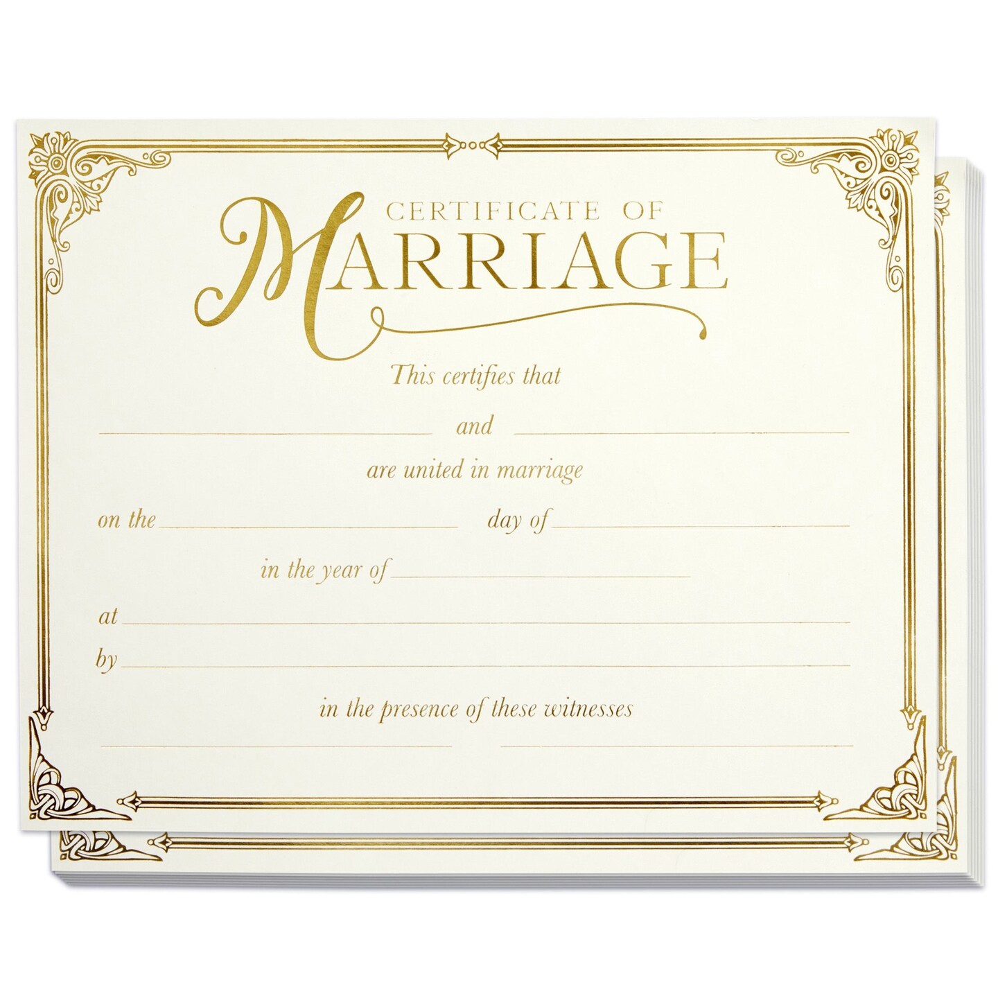 48 Pack Marriage Certificates with Gold Foil Edges for Wedding Ceremony, Official Newly Weds, Expecting Marriage Proposals, Blank Wedding Certificate (11 x 8.5 Inches)