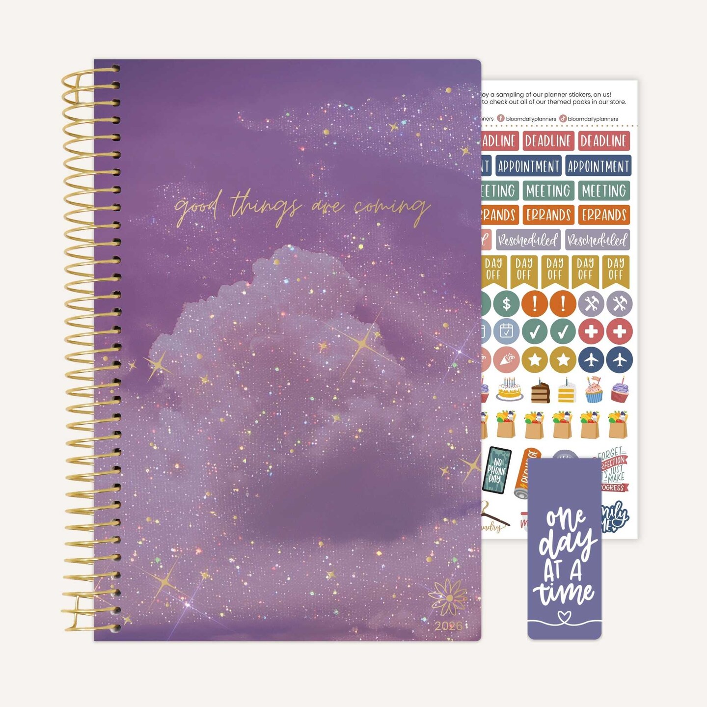 bloom daily planners 2026 Soft Cover Weekly &#x26; Monthly Planner, 5.5&#x22; x 8.25&#x22;, Good Things are Coming