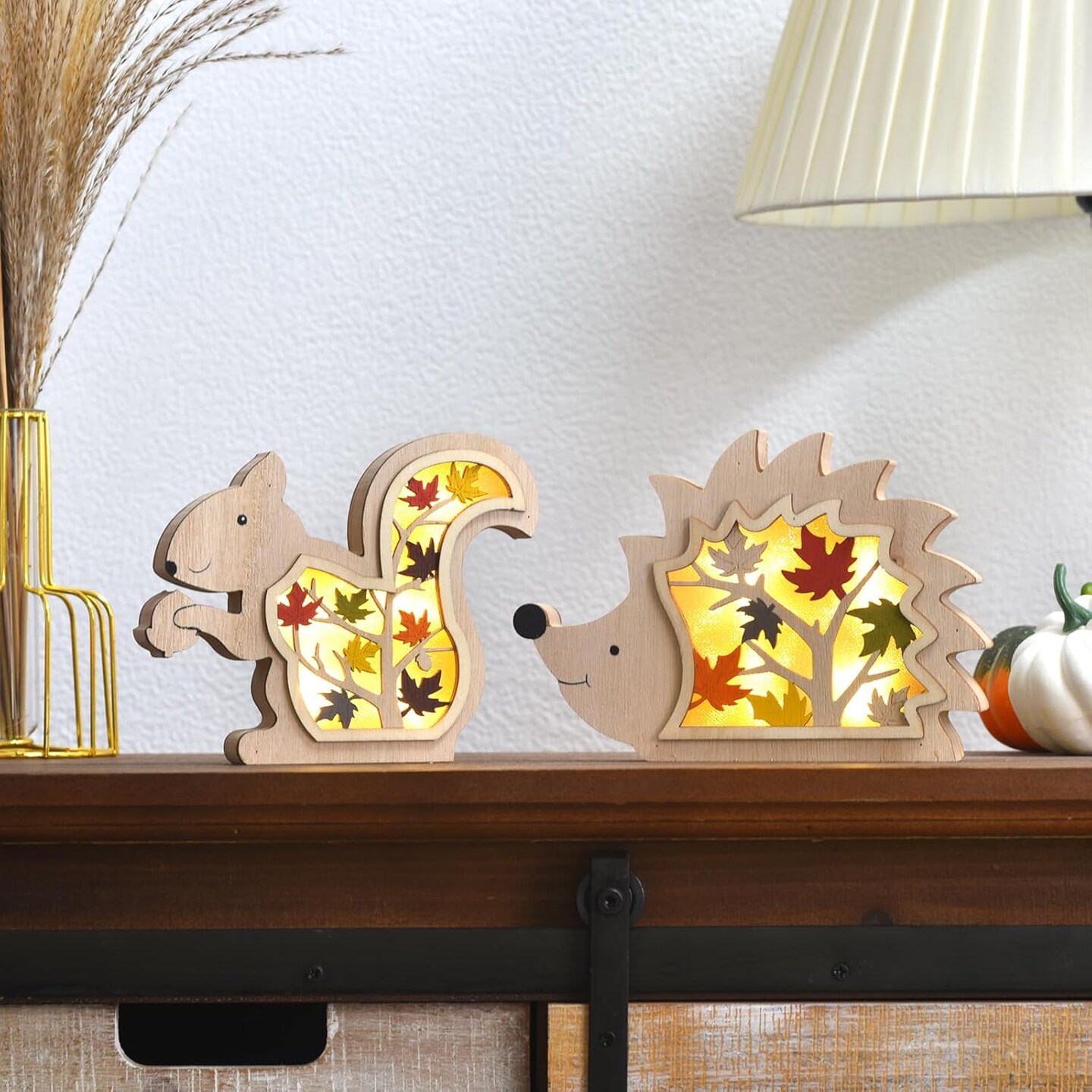 Lighted Fall Table Centerpiece(wood)