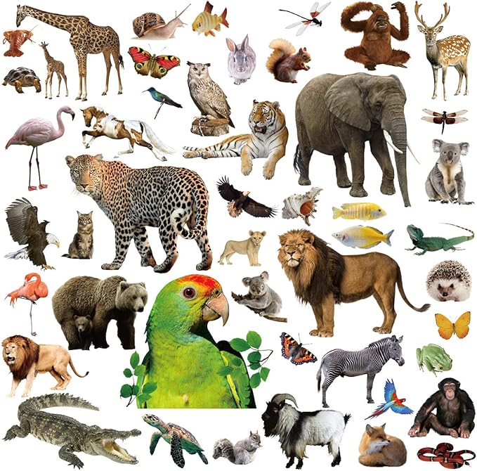 400 Pcs Jungle Animal Stickers for Kids, 8 Sheets Wild Safari Animal Decals for Scrapbooking, Water Bottles, Envelopes, Classroom Rewards & Party Favor Decorations