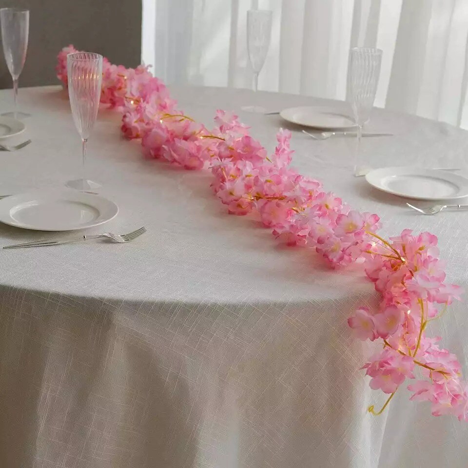 6 ft LED Pink Artificial Cherry Blossom Garland Fairy Lights Wedding Decorations
