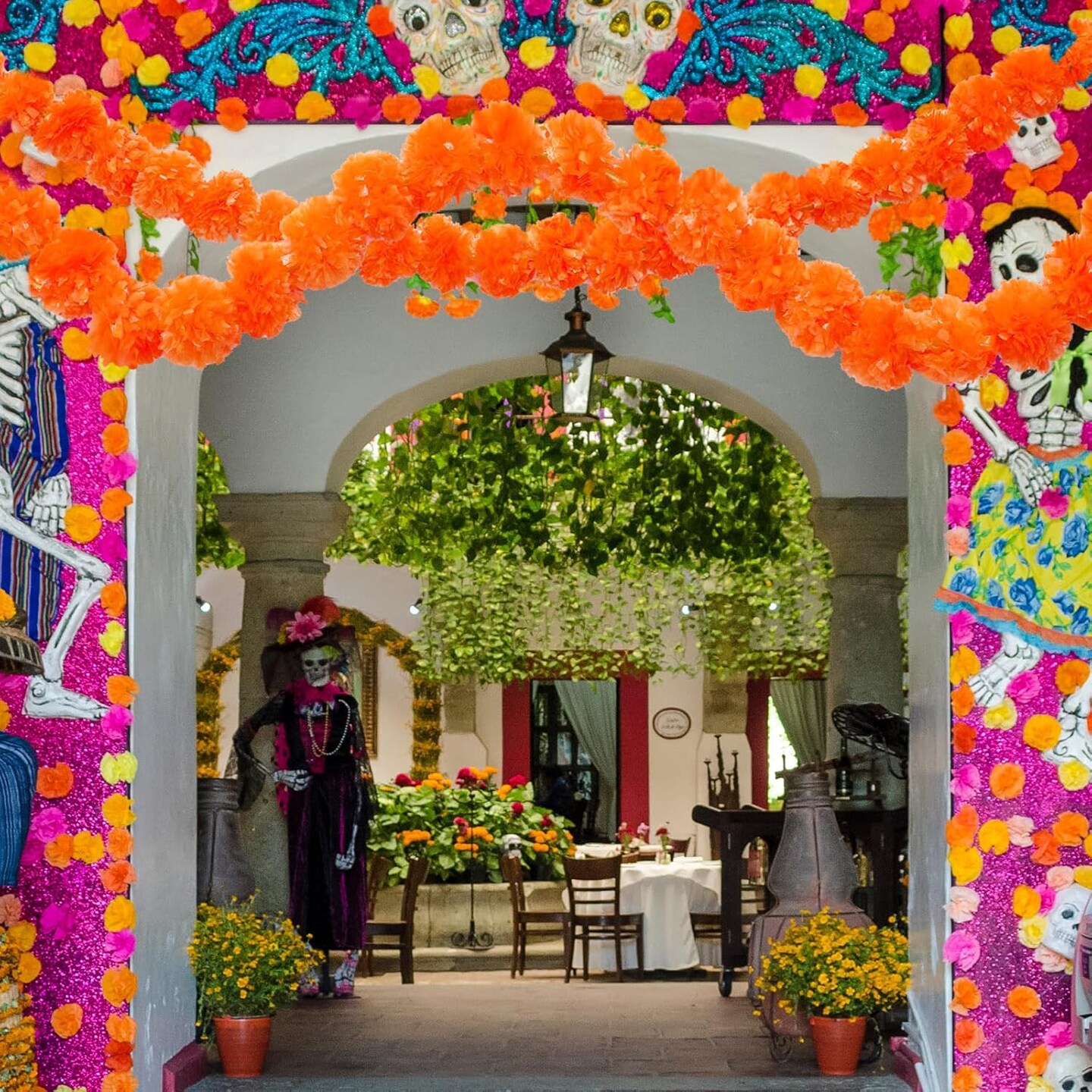 2 Pack 5 ft Marigold Garland Marigold Flowers for Diwali