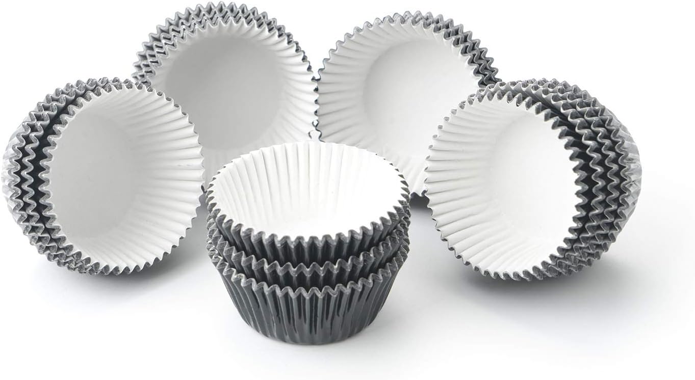 Mini Black Foil Cupcake Liners Wrappers Metallic Baking Cups for Baby Shower Holiday Party