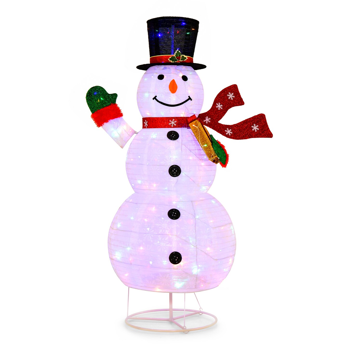 6ft Lighted Christmas Snowman White LED Holiday Decor Red Hat Scarf Indoor Outdoor