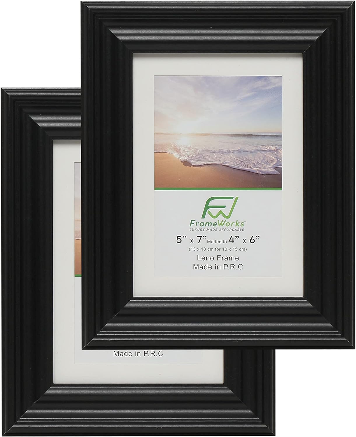 6&#x22; Black Wooden Picture Frames with Luxury Wide Molded Edge