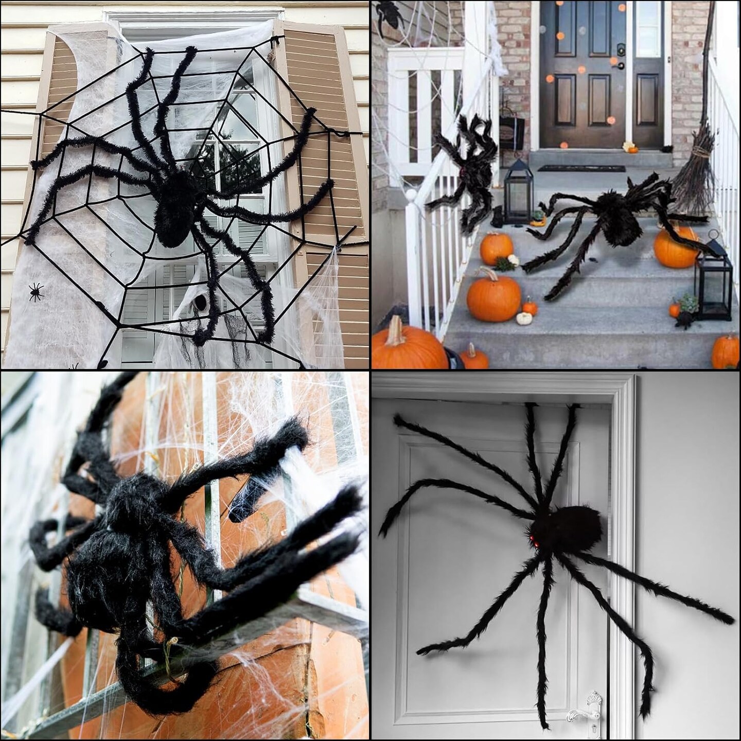 4 Pack Giant Halloween Spiders Decorations