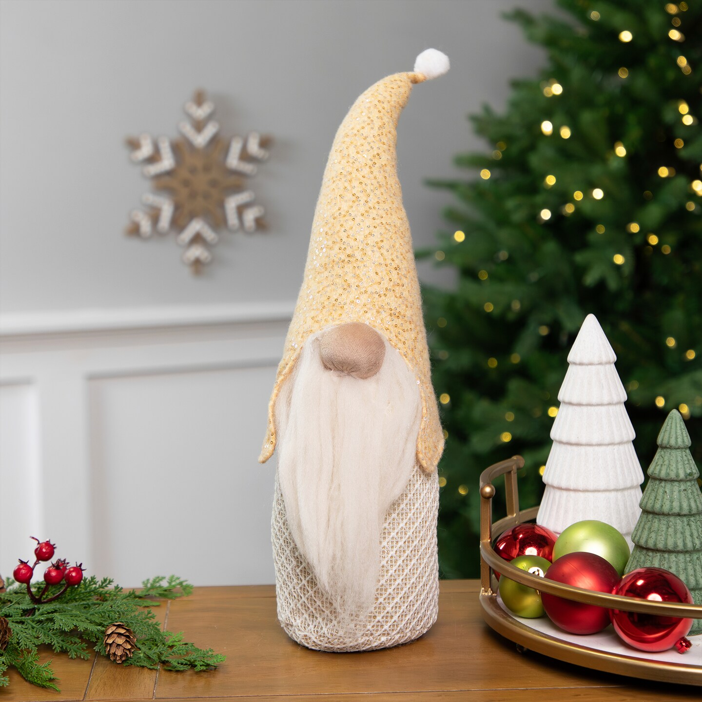 Northlight Plush Christmas Gnome with Sequins Tabletop Figure - 17.5"