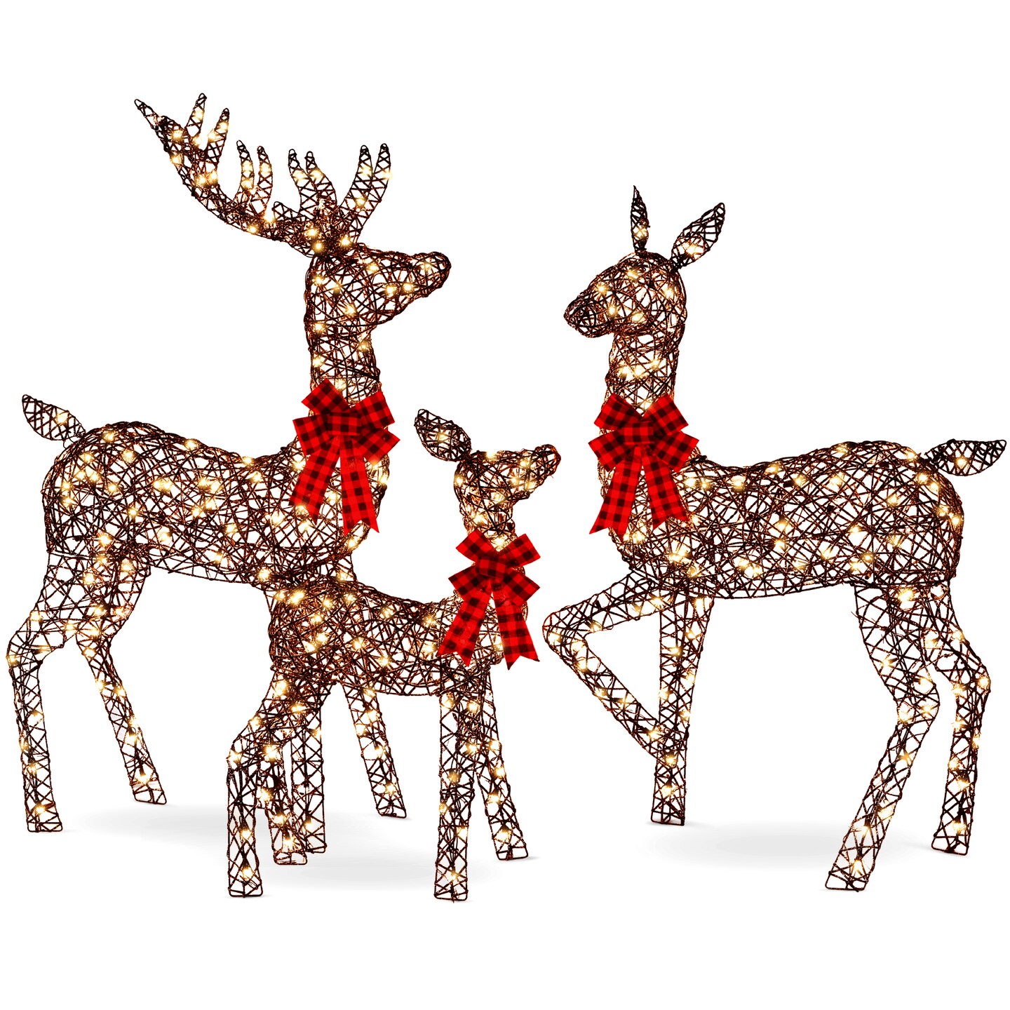 Best Choice Products 6.5ft 3-Piece Lighted Christmas Deer Set Outdoor Yard Decoration with 385 LED Lights, Stakes