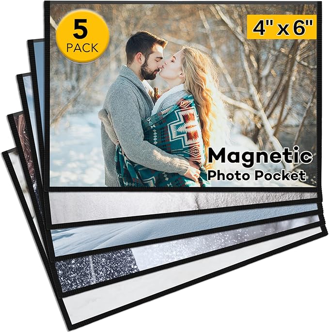 5 Pcs Magnetic picture frames for refrigerator 4x6Inch-Magnetic photo frames,Black