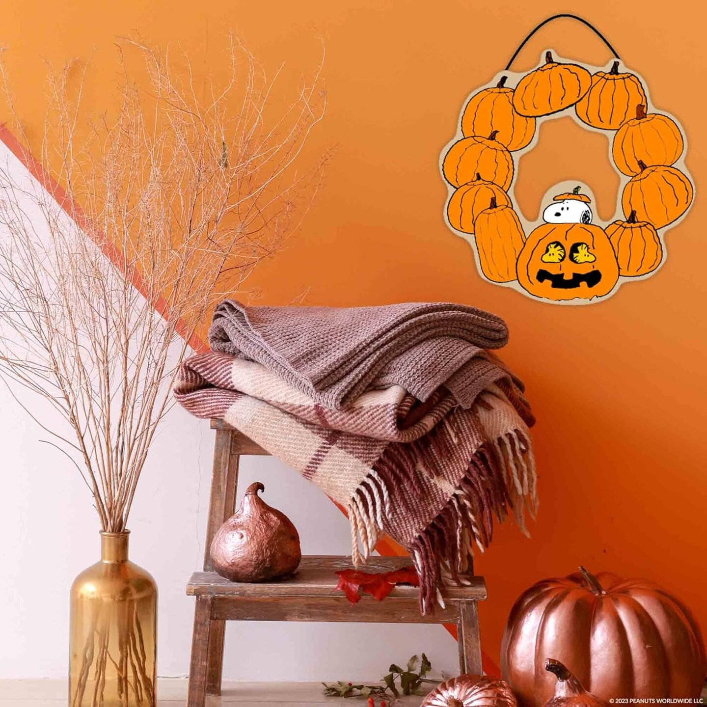 Lantern Halloween Wreath Hanging Wood Wall Decor