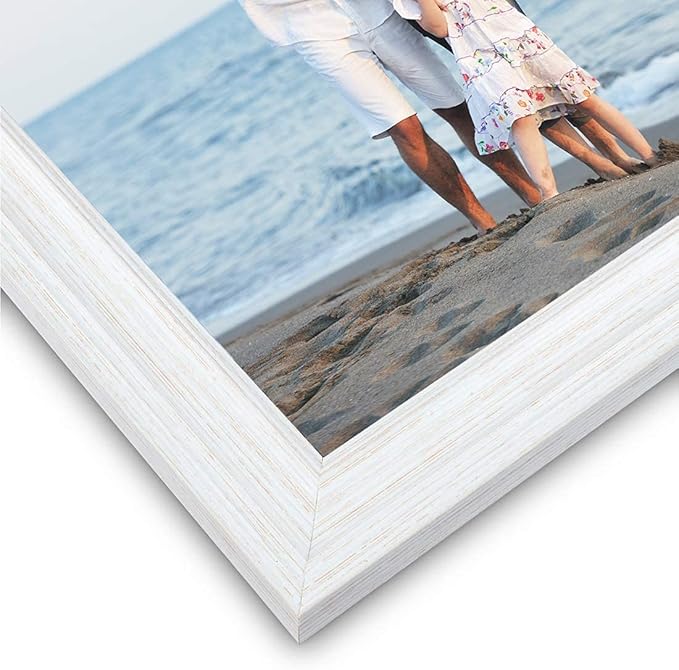 4x6 Picture Frames (3 Pack, White) Rustic Photo Frame Set with High Definition Glass for Wall Mount &#x26; Table Top Display