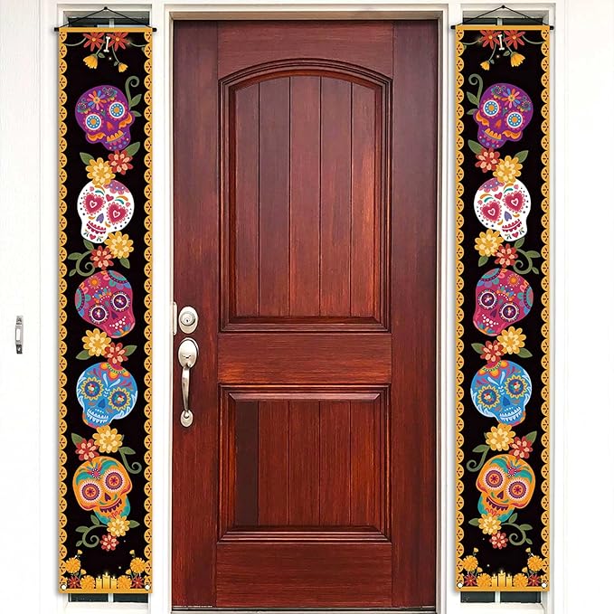 Day of The Dead Porch Banner Sugar Skull Dia De Los Muertos Mexican ...