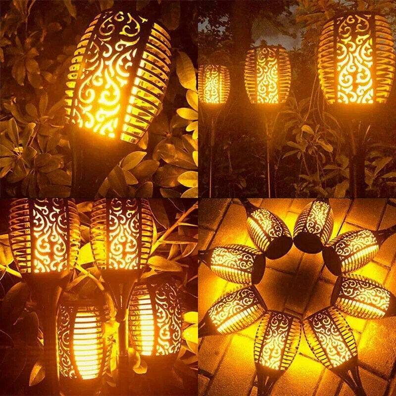 4Pack LED Solar Power Tiki Torch Flame Flickering Light Outdoor Garden Lawn Lamp