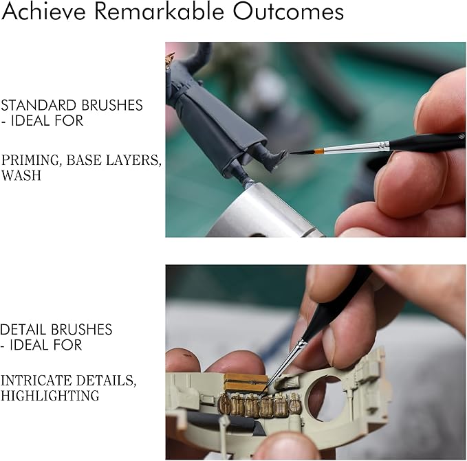 ARTIFY Miniature Detail Paint Brush Set: 9-Piece Round Small Model Paintbrushes, Thin Mini Tiny Micro Paint Brushes for Miniature Painting