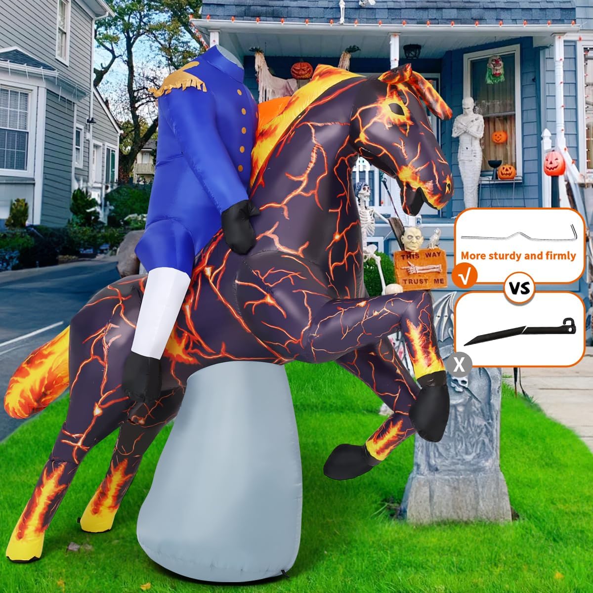 Long Halloween Inflatables Headless Horseman Outdoor Decorations