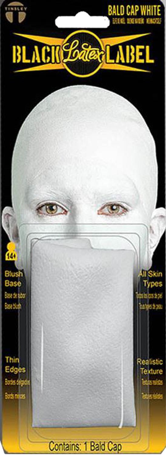 Bald Cap White Ghost Mime Latex Professional Sculptured Cap Tinsley Transfers