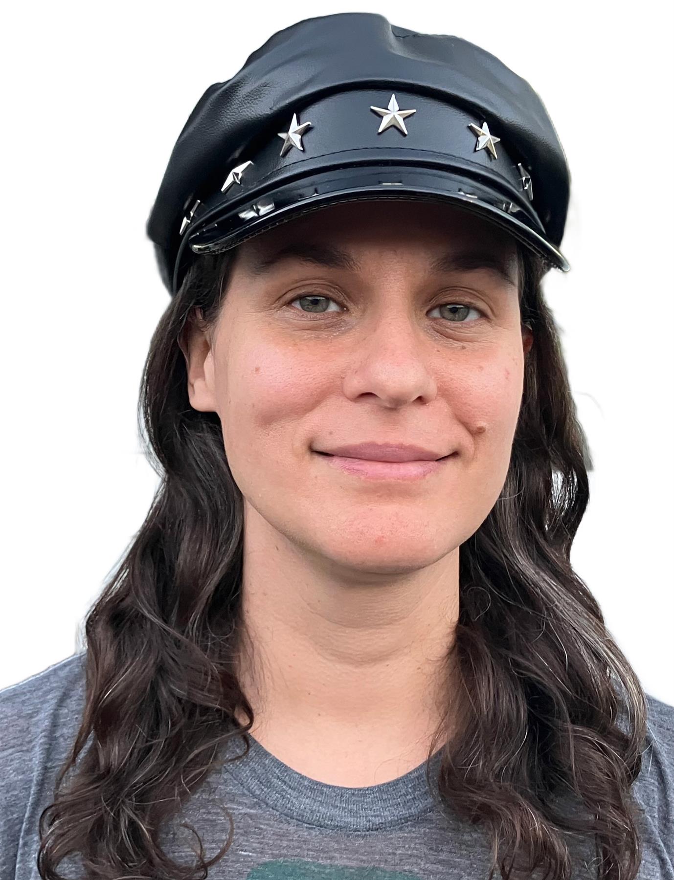 Leatherlike Biker Punk Hat 70's 80's Black Star Studded Costume Accessory One Size