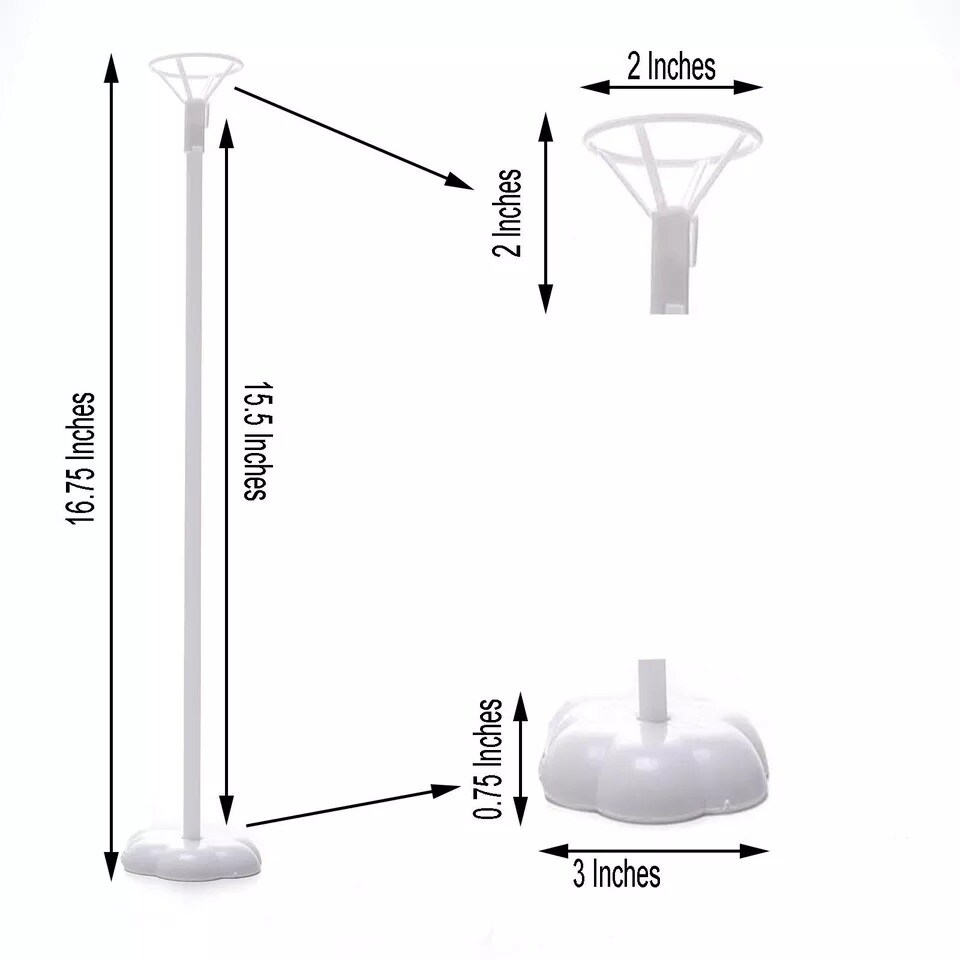 10 pcs 17" tall White Balloon Sticks Column Flower Stand Holders Decorations